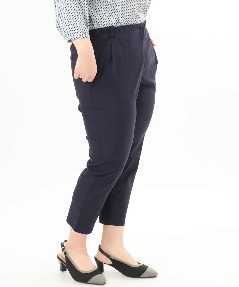 OLLGD26089 eur3(エウルキューブ) 【シリーズ累計販売2万枚！/大きいサイズ】さらさらストレッチカットレングステーパードパンツ ネイビー