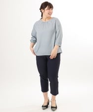 OLLGD26089 eur3(エウルキューブ) 【シリーズ累計販売2万枚！/大きいサイズ】さらさらストレッチカットレングステーパードパンツ ネイビー