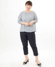 OLLGD26089 eur3(エウルキューブ) 【シリーズ累計販売2万枚！/大きいサイズ】さらさらストレッチカットレングステーパードパンツ ネイビー