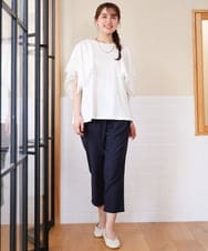 OLLGD26089 eur3(エウルキューブ) 【シリーズ累計販売2万枚！/大きいサイズ】さらさらストレッチカットレングステーパードパンツ ネイビー