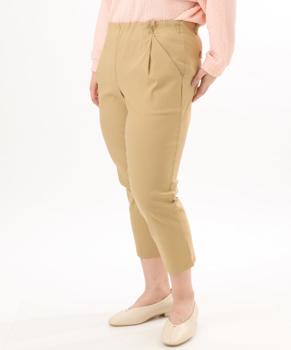 OLLGD26089 eur3(エウルキューブ) 【シリーズ累計販売2万枚！/大きいサイズ】さらさらストレッチカットレングステーパードパンツ ベージュ