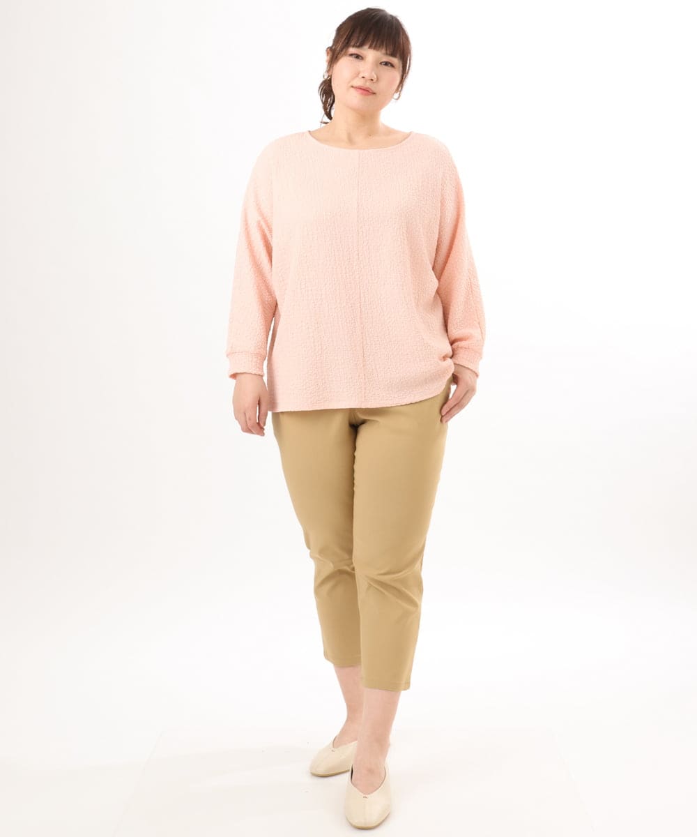 OLLGD26089 eur3(エウルキューブ) 【シリーズ累計販売2万枚！/大きいサイズ】さらさらストレッチカットレングステーパードパンツ ベージュ