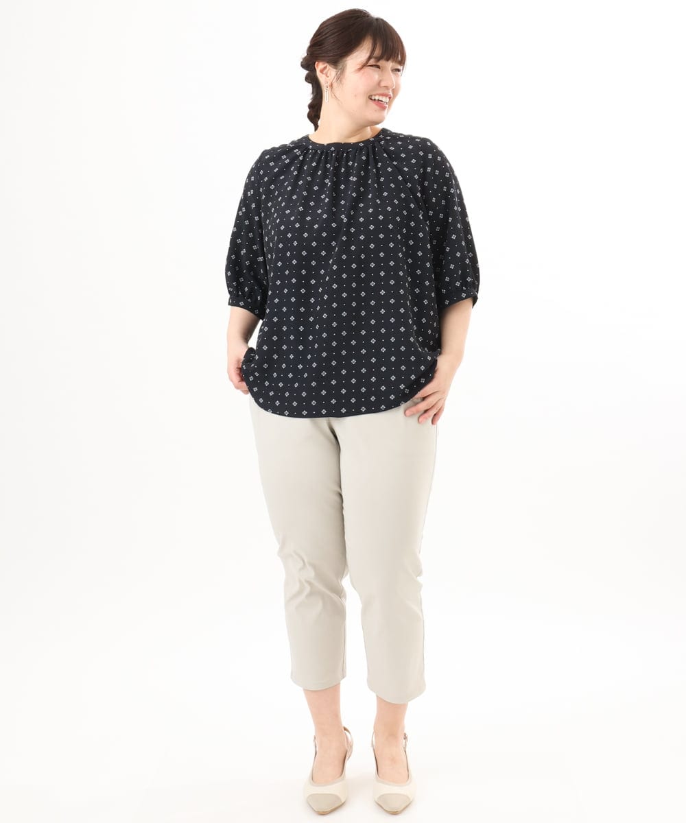 OLLGD26089 eur3(エウルキューブ) 【シリーズ累計販売2万枚！/大きいサイズ】さらさらストレッチカットレングステーパードパンツ グレージュ