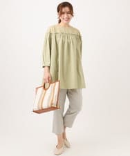 OLLGD26089 eur3(エウルキューブ) 【シリーズ累計販売2万枚！/大きいサイズ】さらさらストレッチカットレングステーパードパンツ グレージュ