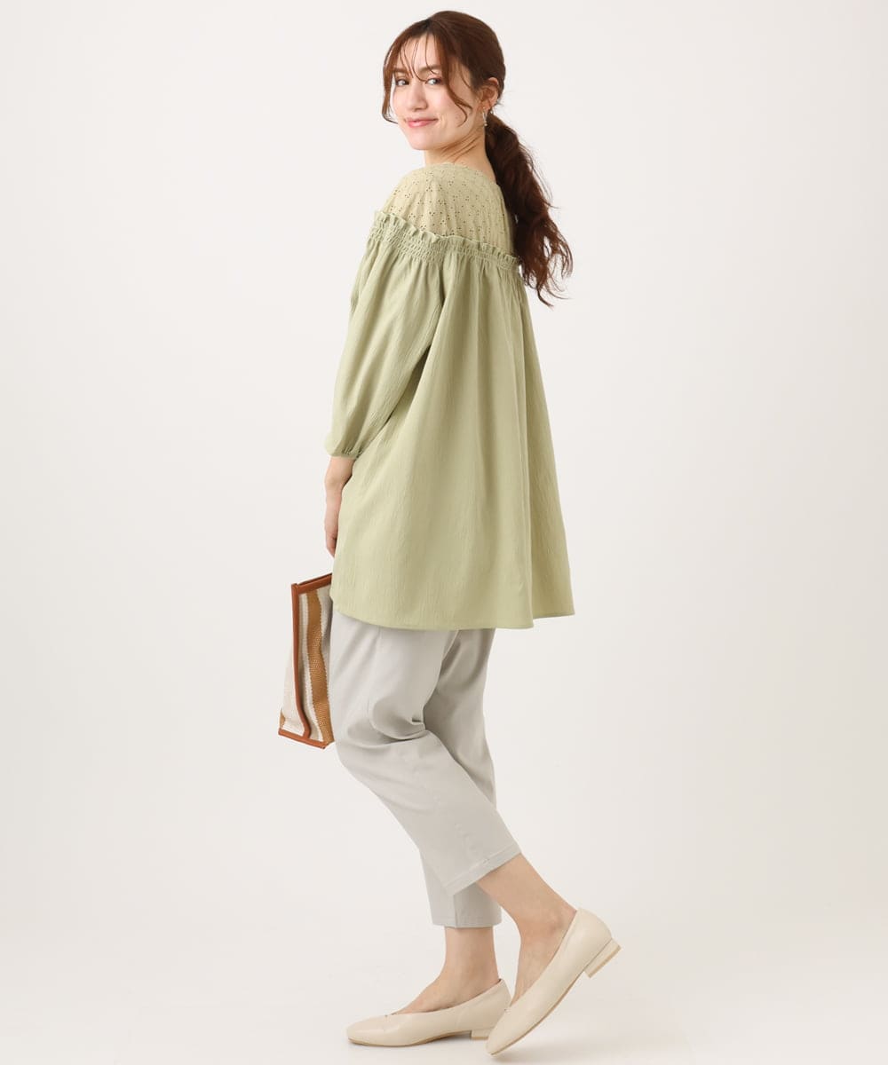 OLLGD26089 eur3(エウルキューブ) 【シリーズ累計販売2万枚！/大きいサイズ】さらさらストレッチカットレングステーパードパンツ グレージュ