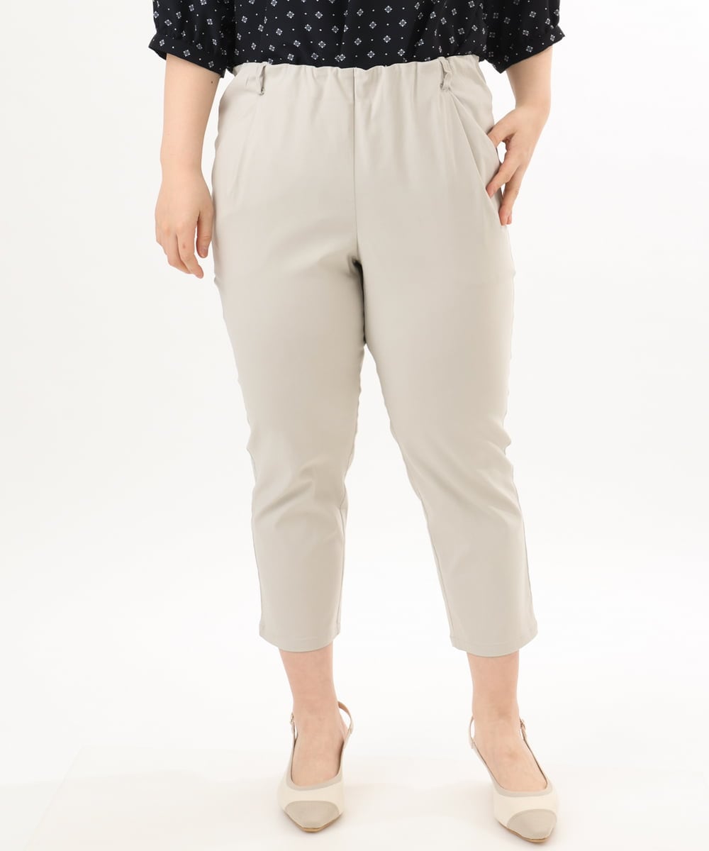 OLLGD26089 eur3(エウルキューブ) 【シリーズ累計販売2万枚！/大きいサイズ】さらさらストレッチカットレングステーパードパンツ グレージュ