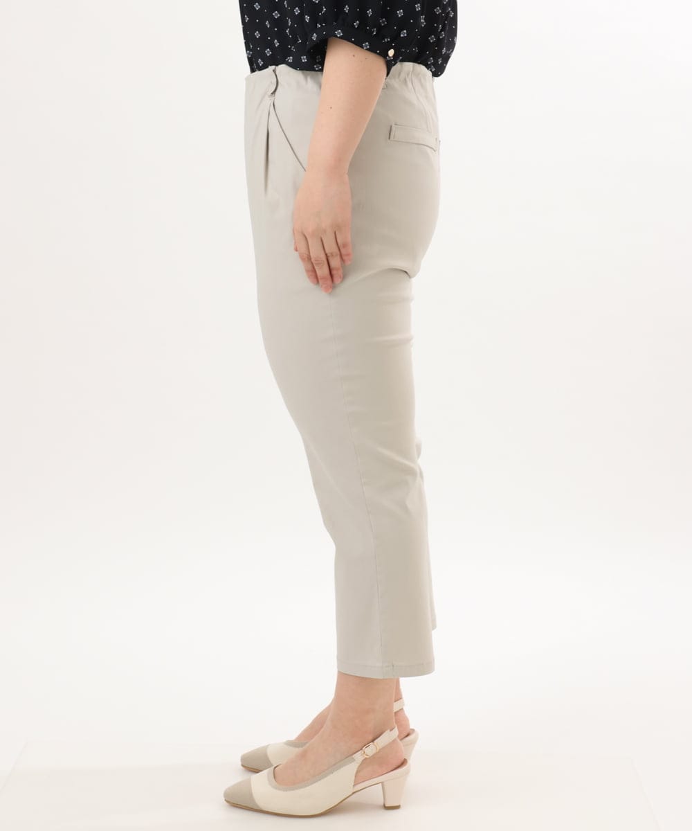 OLLGD26089 eur3(エウルキューブ) 【シリーズ累計販売2万枚！/大きいサイズ】さらさらストレッチカットレングステーパードパンツ グレージュ