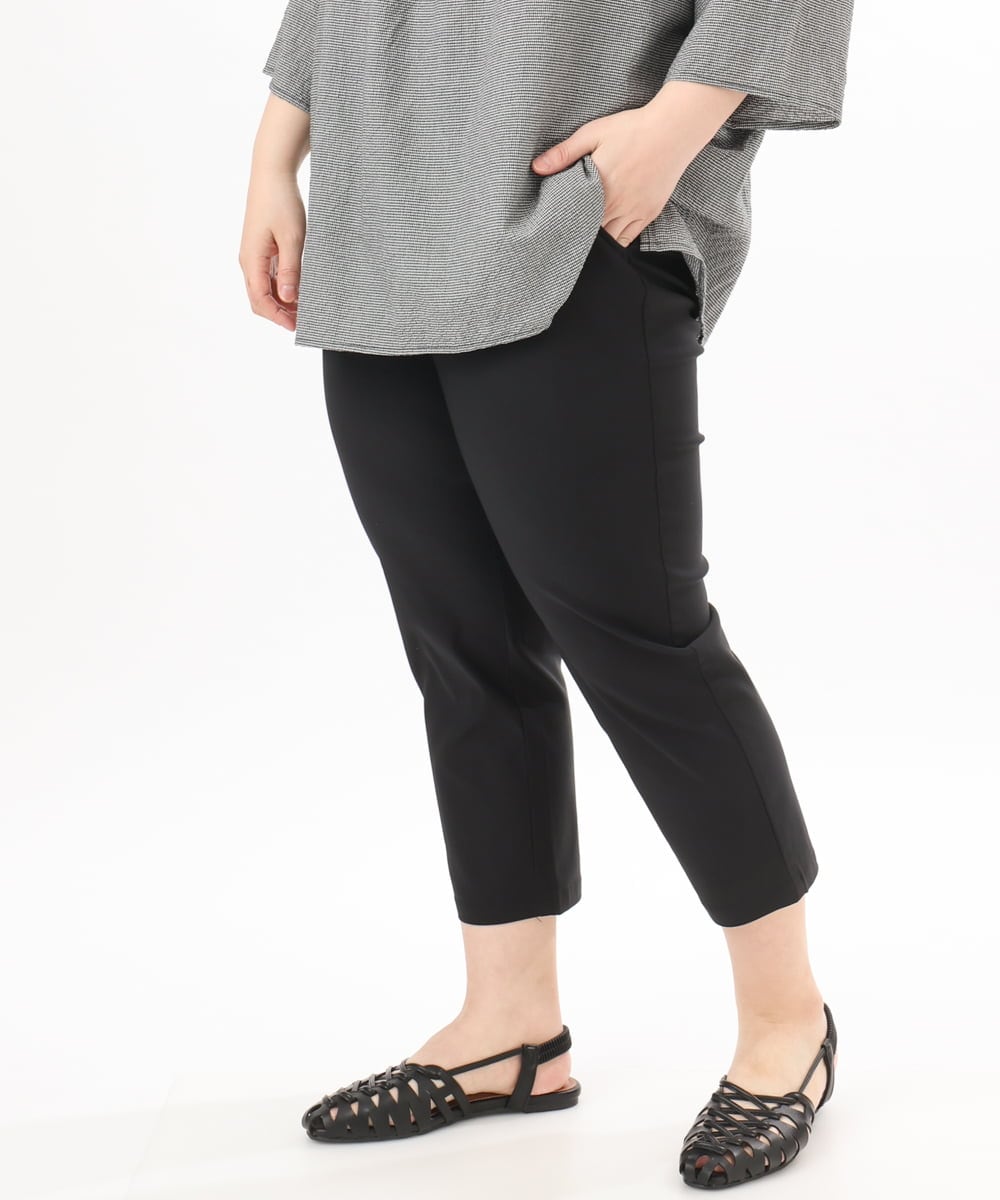 OLLGD26089 eur3(エウルキューブ) 【シリーズ累計販売2万枚！/大きいサイズ】さらさらストレッチカットレングステーパードパンツ ブラック