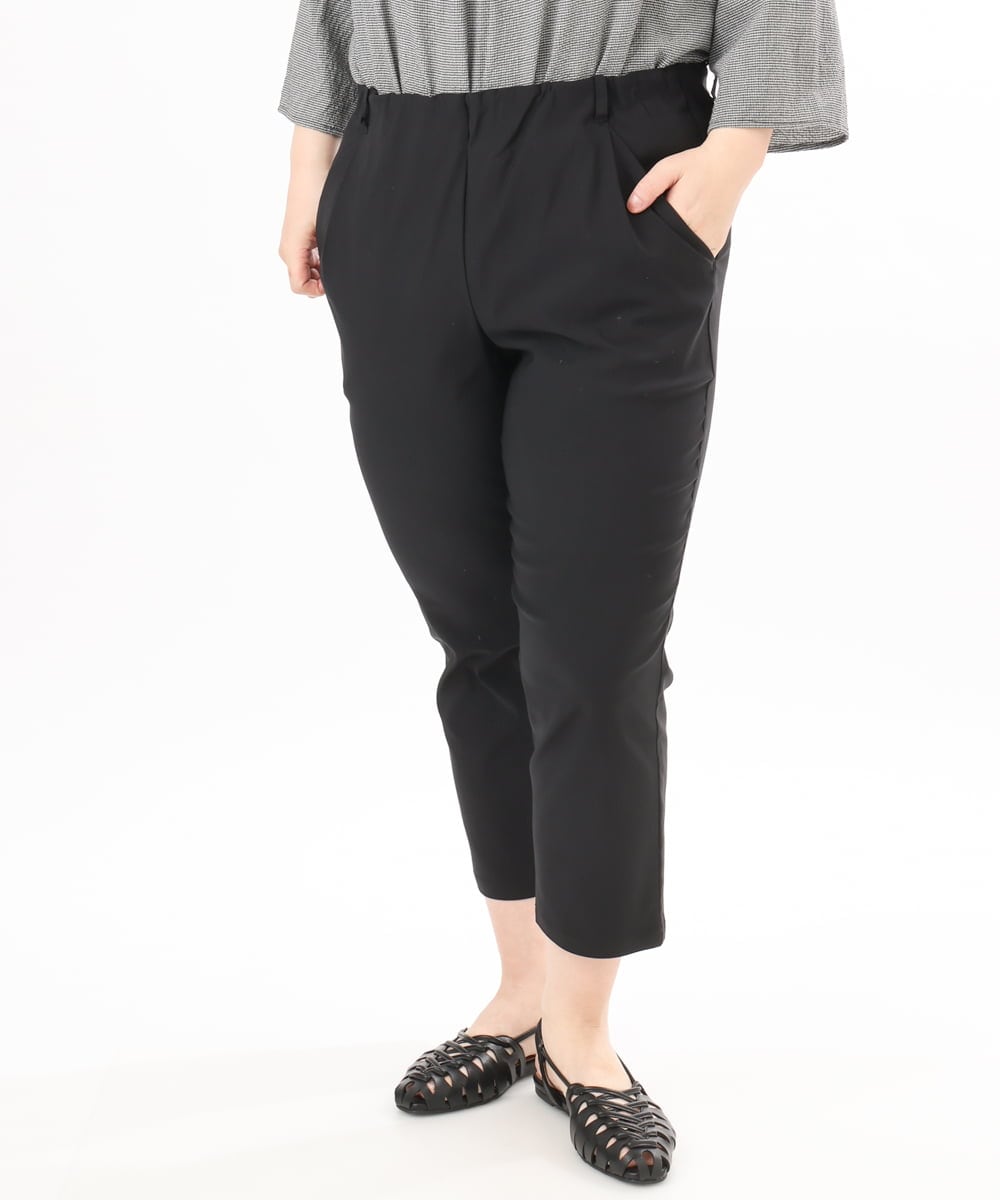 OLLGD26089 eur3(エウルキューブ) 【シリーズ累計販売2万枚！/大きいサイズ】さらさらストレッチカットレングステーパードパンツ ブラック