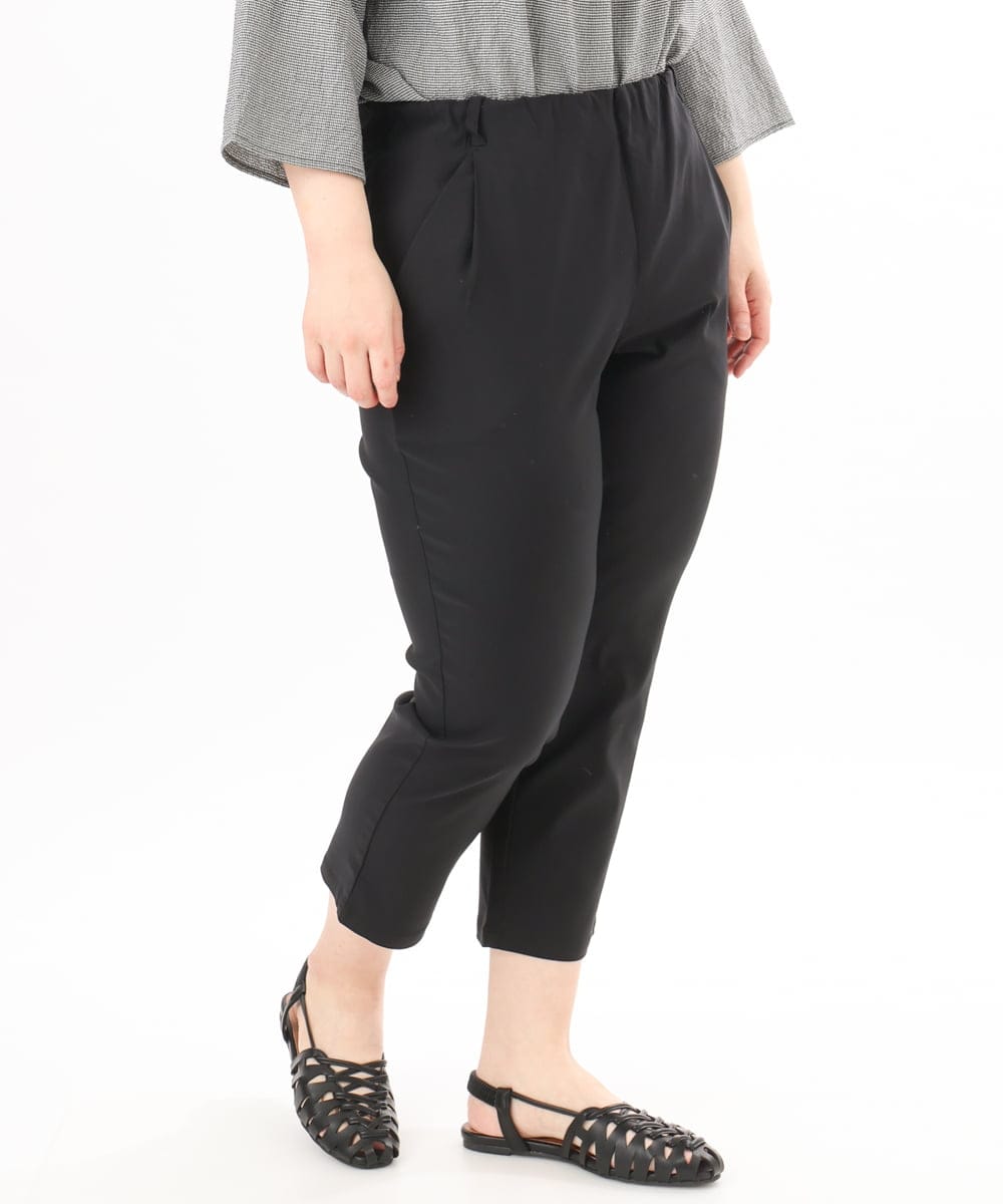 OLLGD26089 eur3(エウルキューブ) 【シリーズ累計販売2万枚！/大きいサイズ】さらさらストレッチカットレングステーパードパンツ ブラック