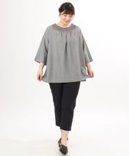 OLLGD26089 eur3(エウルキューブ) 【シリーズ累計販売2万枚！/大きいサイズ】さらさらストレッチカットレングステーパードパンツ ブラック