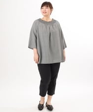 OLLGD26089 eur3(エウルキューブ) 【シリーズ累計販売2万枚！/大きいサイズ】さらさらストレッチカットレングステーパードパンツ ブラック