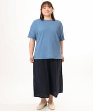 OLLGD29089 eur3(エウルキューブ) 【WEB先行販売】【大きいサイズ/接触冷感/セットアップ対応】ジャージーワイドパンツ ネイビー