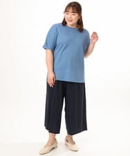 OLLGD29089 eur3(エウルキューブ) 【WEB先行販売】【大きいサイズ/接触冷感/セットアップ対応】ジャージーワイドパンツ ネイビー
