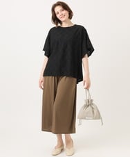 OLLGD29089 eur3(エウルキューブ) 【WEB先行販売】【大きいサイズ/接触冷感/セットアップ対応】ジャージーワイドパンツ モカ
