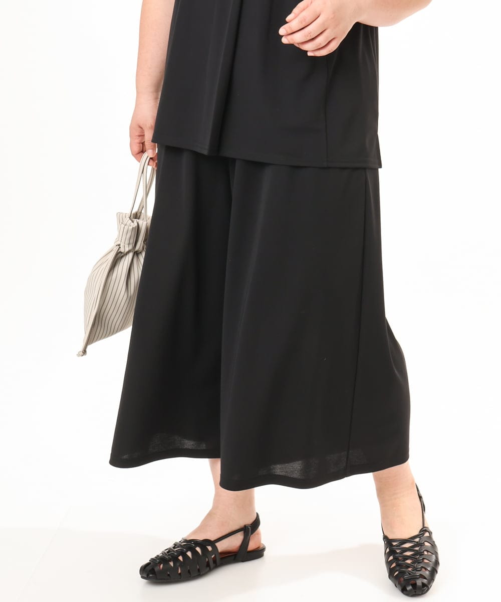 OLLGD29089 eur3(エウルキューブ) 【WEB先行販売】【大きいサイズ/接触冷感/セットアップ対応】ジャージーワイドパンツ ブラック