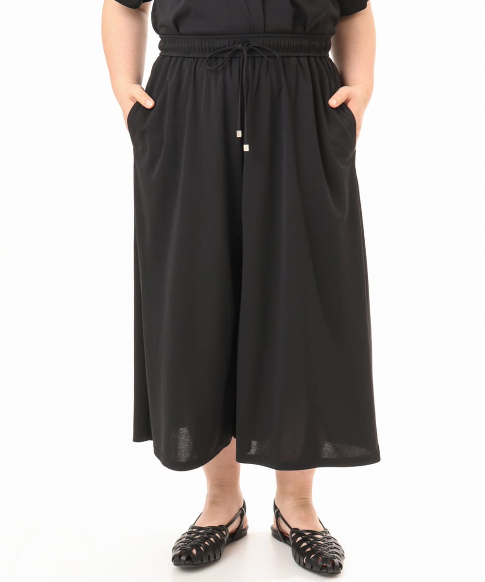 OLLGD29089 eur3(エウルキューブ) 【WEB先行販売】【大きいサイズ/接触冷感/セットアップ対応】ジャージーワイドパンツ ブラック