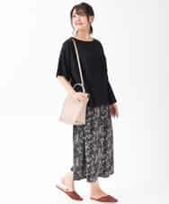 OLLGJ34079 eur3(エウルキューブ) 【大きいサイズ/接触冷感】風通り抜群！ストレッチワイドパンツ ベージュ(82)（花柄）
