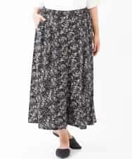 OLLGJ34079 eur3(エウルキューブ) 【大きいサイズ/接触冷感】風通り抜群！ストレッチワイドパンツ ベージュ(82)（花柄）