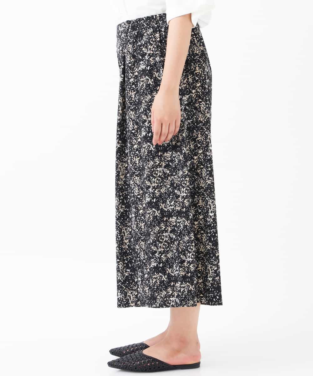 OLLGJ34079 eur3(エウルキューブ) 【大きいサイズ/接触冷感】風通り抜群！ストレッチワイドパンツ ベージュ(82)（花柄）