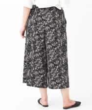 OLLGJ34079 eur3(エウルキューブ) 【大きいサイズ/接触冷感】風通り抜群！ストレッチワイドパンツ ベージュ(82)（花柄）