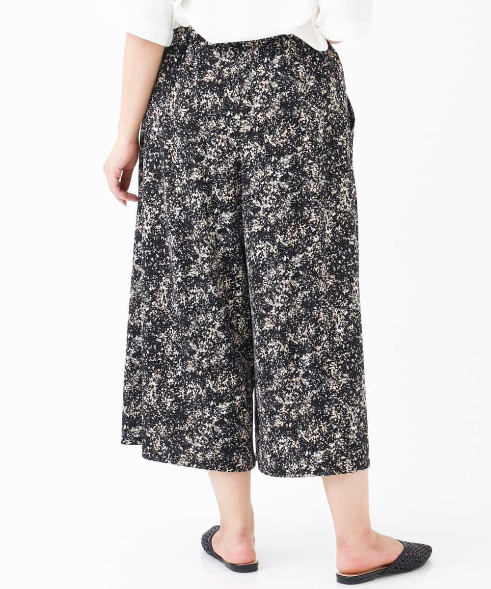 OLLGJ34079 eur3(エウルキューブ) 【大きいサイズ/接触冷感】風通り抜群！ストレッチワイドパンツ ベージュ(82)（花柄）