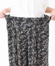 OLLGJ34079 eur3(エウルキューブ) 【大きいサイズ/接触冷感】風通り抜群！ストレッチワイドパンツ ベージュ(82)（花柄）