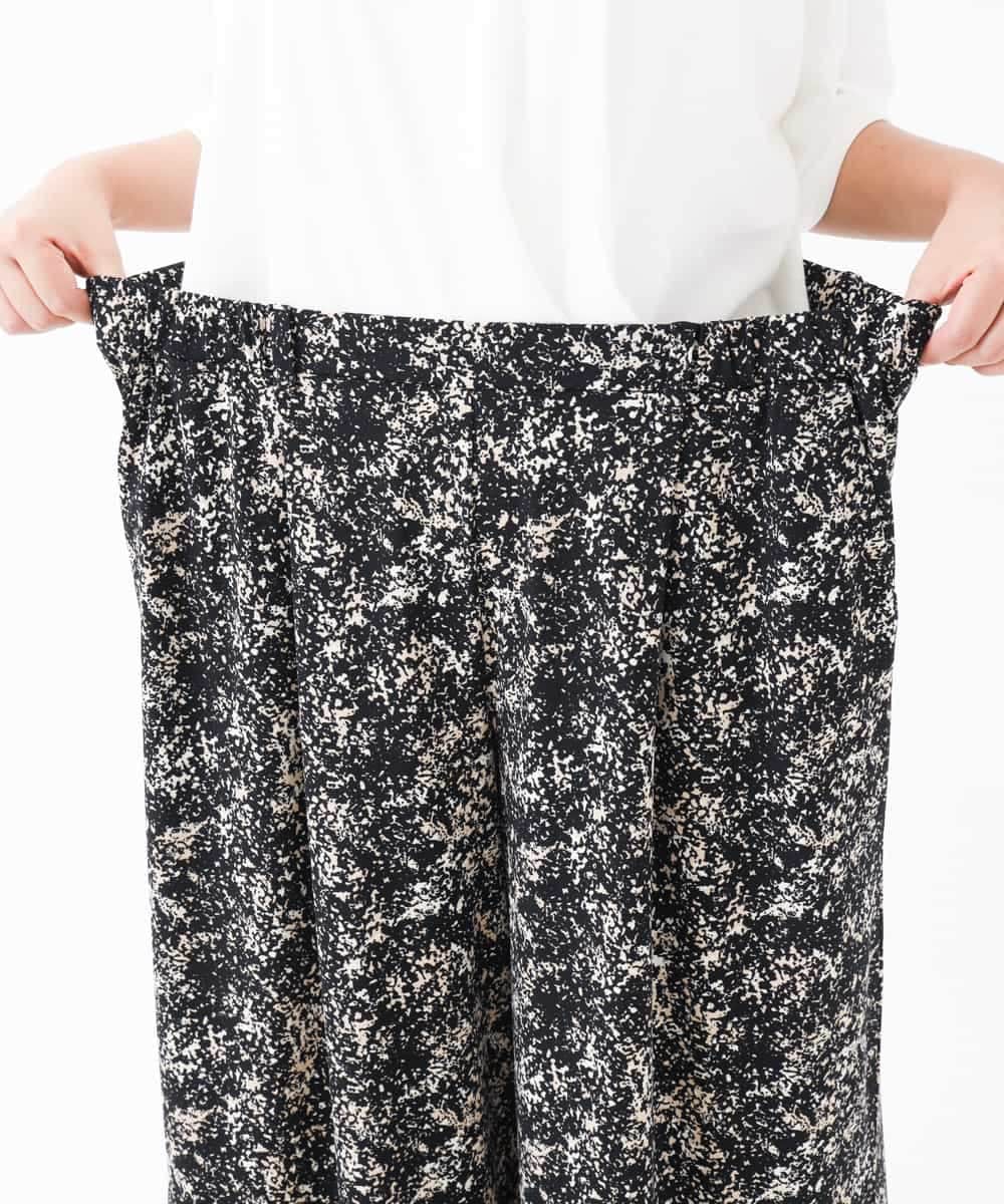OLLGJ34079 eur3(エウルキューブ) 【大きいサイズ/接触冷感】風通り抜群！ストレッチワイドパンツ ベージュ(82)（花柄）