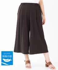 OLLGJ34079 eur3(エウルキューブ) 【大きいサイズ/接触冷感】風通り抜群！ストレッチワイドパンツ ブラウン(87)