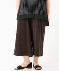 OLLGJ34079 eur3(エウルキューブ) 【大きいサイズ/接触冷感】風通り抜群！ストレッチワイドパンツ ブラウン(87)