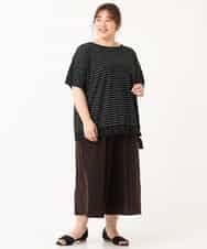 OLLGJ34079 eur3(エウルキューブ) 【大きいサイズ/接触冷感】風通り抜群！ストレッチワイドパンツ ブラウン(87)