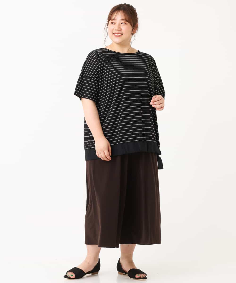OLLGJ34079 eur3(エウルキューブ) 【大きいサイズ/接触冷感】風通り抜群！ストレッチワイドパンツ ブラウン(87)