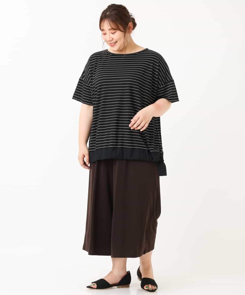 OLLGJ34079 eur3(エウルキューブ) 【大きいサイズ/接触冷感】風通り抜群！ストレッチワイドパンツ ブラウン(87)