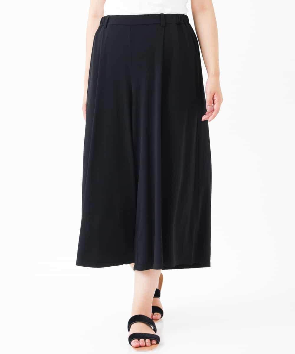 OLLGJ34079 eur3(エウルキューブ) 【大きいサイズ/接触冷感】風通り抜群！ストレッチワイドパンツ ブラック(94)