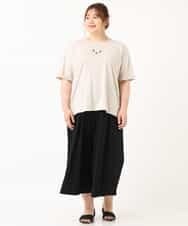 OLLGJ34079 eur3(エウルキューブ) 【大きいサイズ/接触冷感】風通り抜群！ストレッチワイドパンツ ブラック(94)