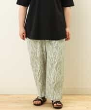 OLLGP31090 eur3(エウルキューブ) 【大きいサイズ】ボタニカルプリントパンツ グリーン(35)