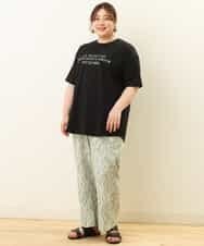 OLLGP31090 eur3(エウルキューブ) 【大きいサイズ】ボタニカルプリントパンツ グリーン(35)