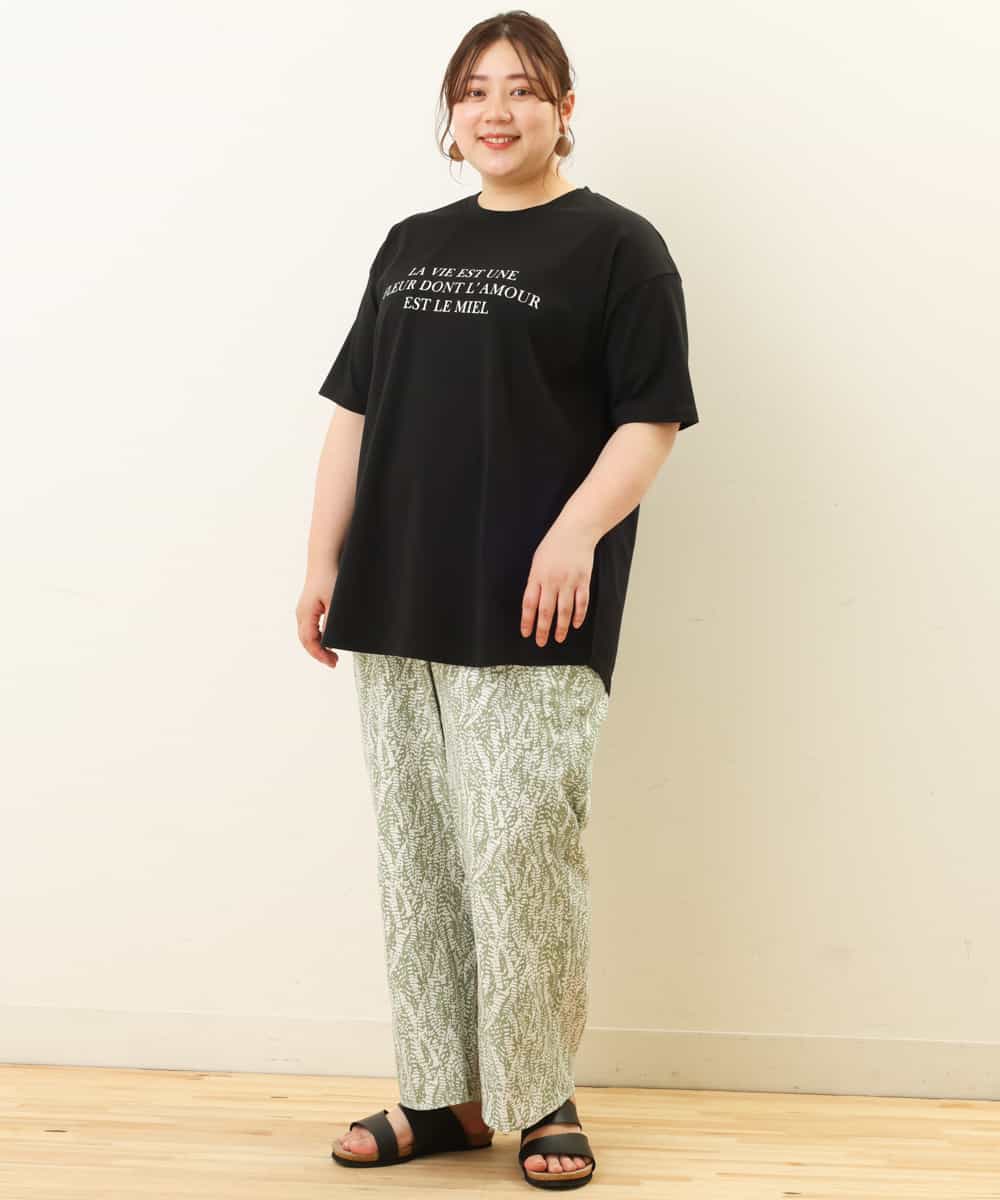 OLLGP31090 eur3(エウルキューブ) 【大きいサイズ】ボタニカルプリントパンツ グリーン(35)