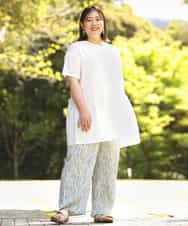 OLLGP31090 eur3(エウルキューブ) 【大きいサイズ】ボタニカルプリントパンツ グリーン(35)