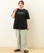 OLLGP31090 eur3(エウルキューブ) 【大きいサイズ】ボタニカルプリントパンツ グリーン(35)