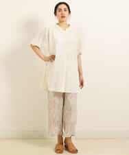OLLGP31090 eur3(エウルキューブ) 【大きいサイズ】ボタニカルプリントパンツ ベージュ(82)