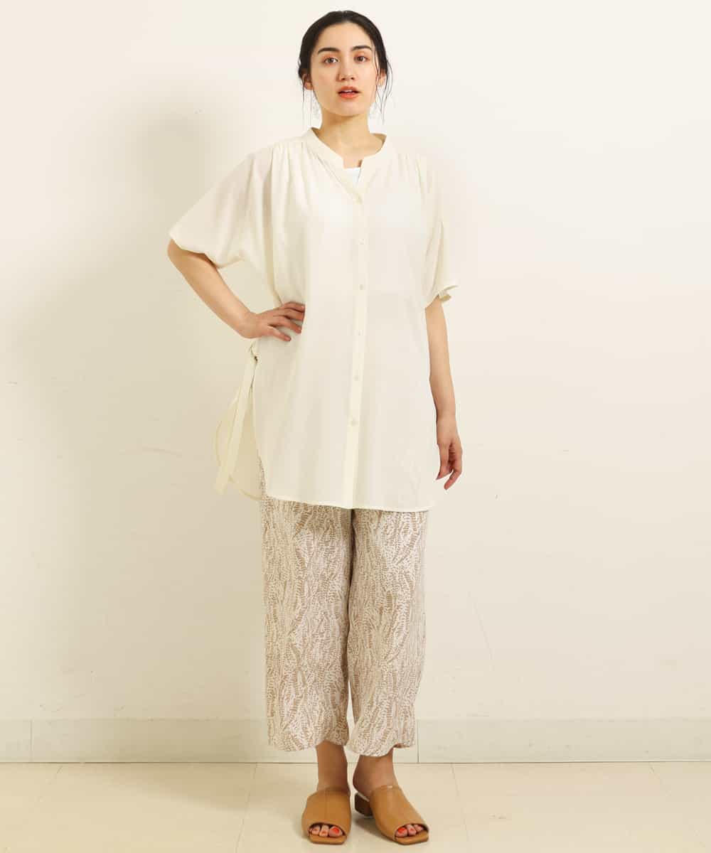 OLLGP31090 eur3(エウルキューブ) 【大きいサイズ】ボタニカルプリントパンツ ベージュ(82)
