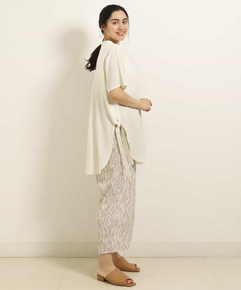 OLLGP31090 eur3(エウルキューブ) 【大きいサイズ】ボタニカルプリントパンツ ベージュ(82)
