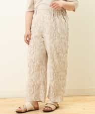 OLLGP31090 eur3(エウルキューブ) 【大きいサイズ】ボタニカルプリントパンツ ベージュ(82)