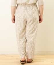 OLLGP31090 eur3(エウルキューブ) 【大きいサイズ】ボタニカルプリントパンツ ベージュ(82)