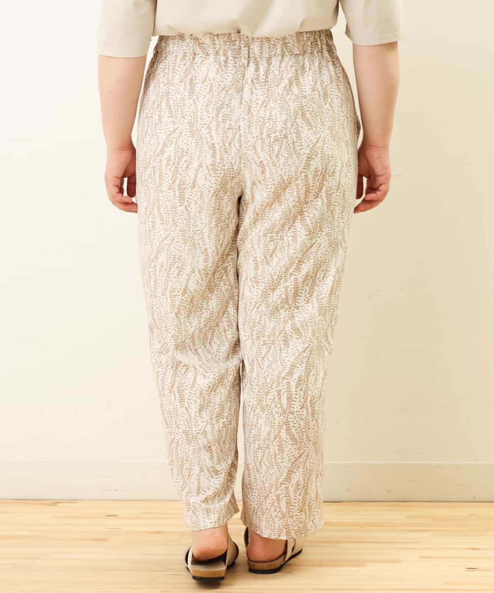 OLLGP31090 eur3(エウルキューブ) 【大きいサイズ】ボタニカルプリントパンツ ベージュ(82)