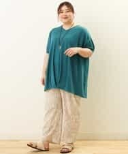 OLLGP31090 eur3(エウルキューブ) 【大きいサイズ】ボタニカルプリントパンツ ベージュ(82)