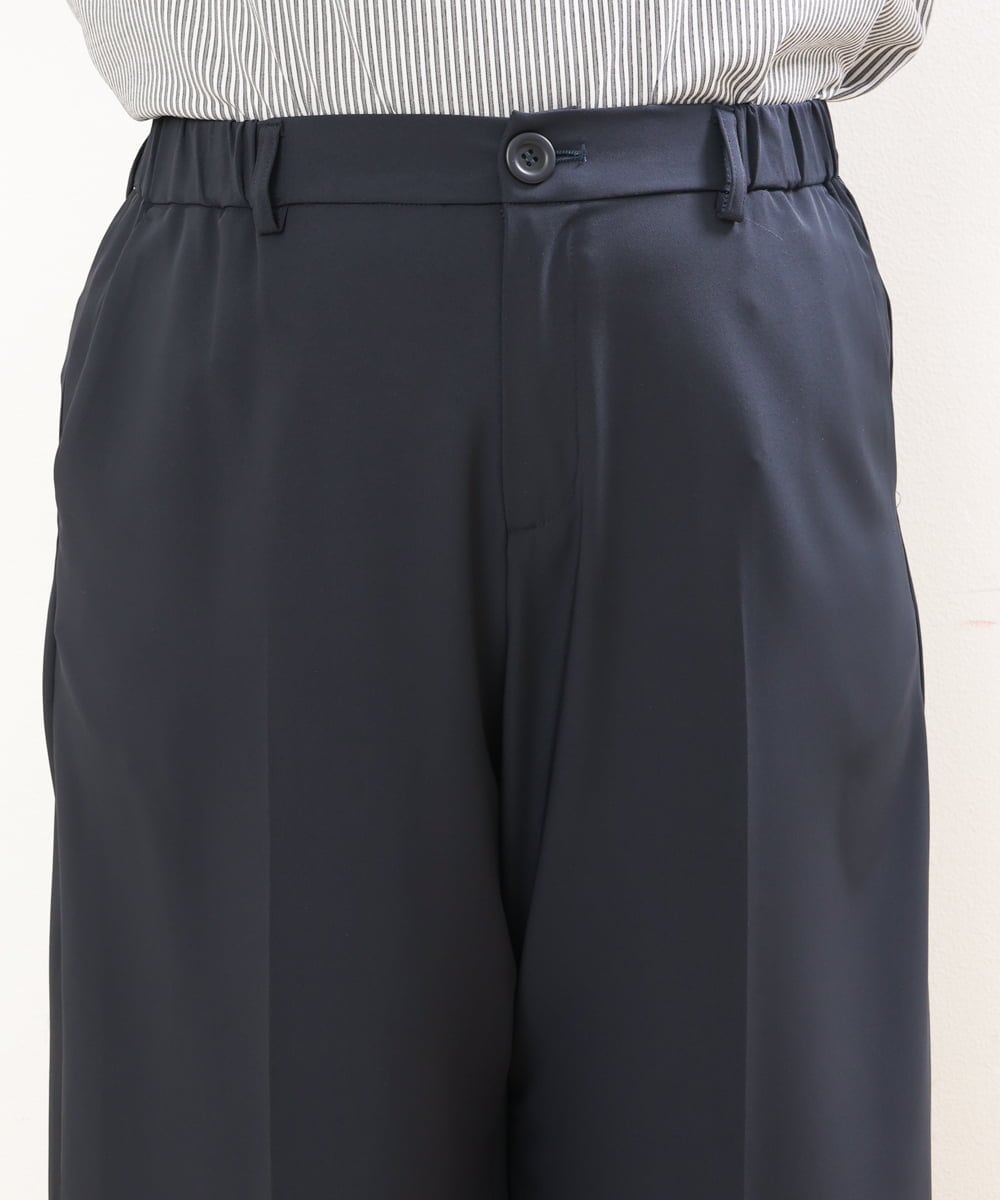 OLLGS43090 eur3(エウルキューブ) 【大きいサイズ/接触冷感】洗えるセンタープレスワイドパンツ ネイビー(57)