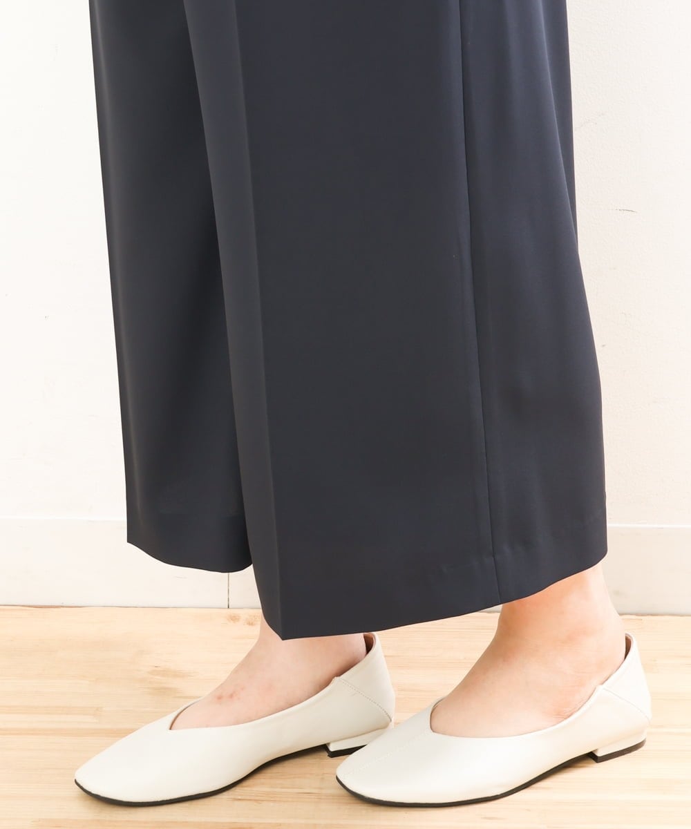 OLLGS43090 eur3(エウルキューブ) 【大きいサイズ/接触冷感】洗えるセンタープレスワイドパンツ ネイビー(57)