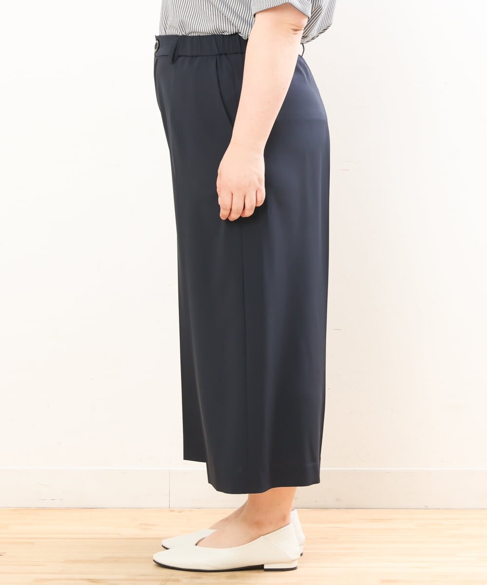 OLLGS43090 eur3(エウルキューブ) 【大きいサイズ/接触冷感】洗えるセンタープレスワイドパンツ ネイビー(57)